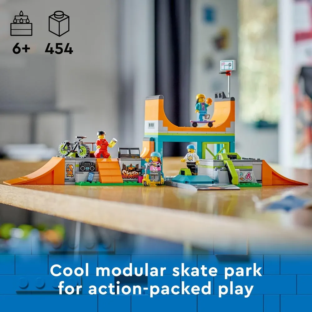 Lego City parque de patinaje con BMX patinete monopatín y figuras