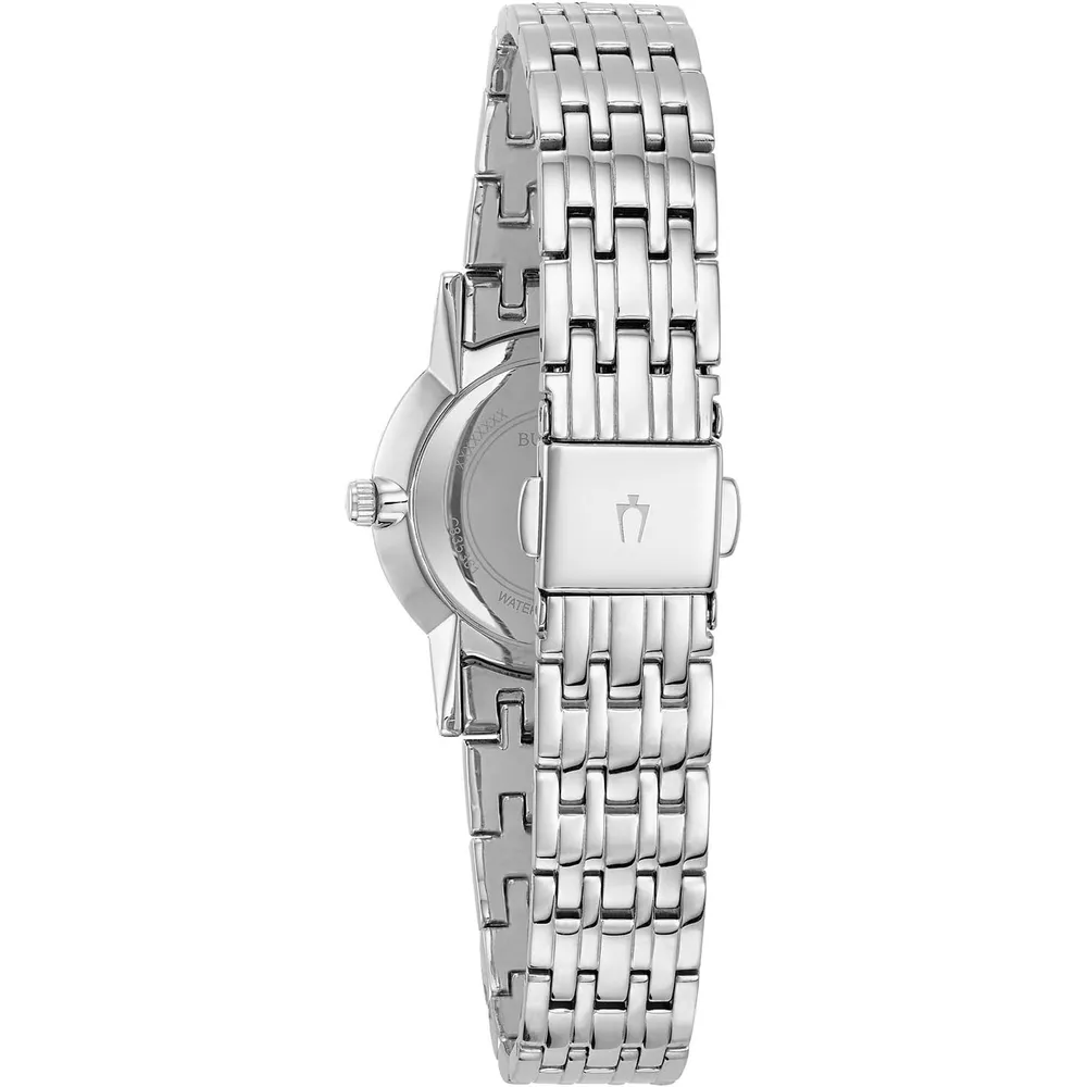 Bulova reloj clásico pequeño mujer cuarzo dos agujas nácar | Plateado