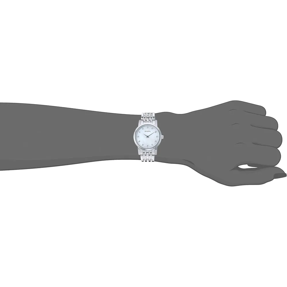 Bulova reloj clásico pequeño mujer cuarzo dos agujas nácar | Plateado