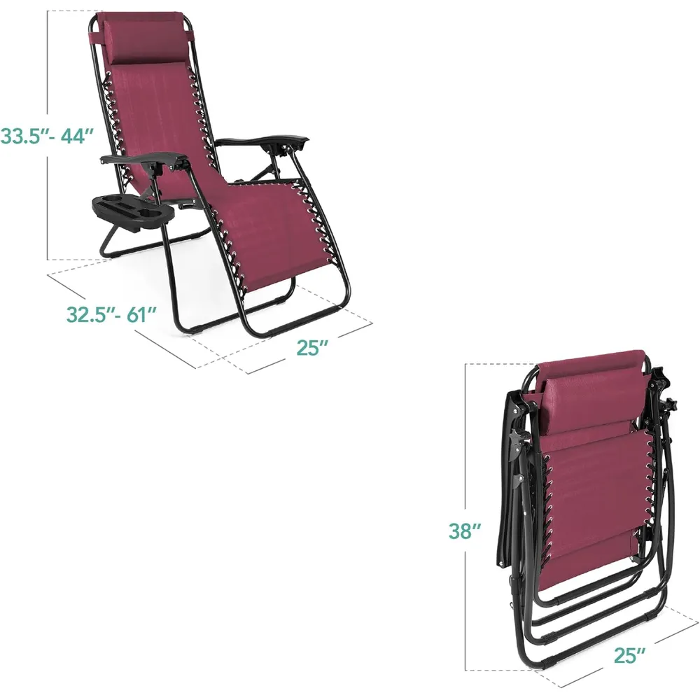 Juego de 2 sillones reclinables con portavasos Best Choice Products | Burgundy