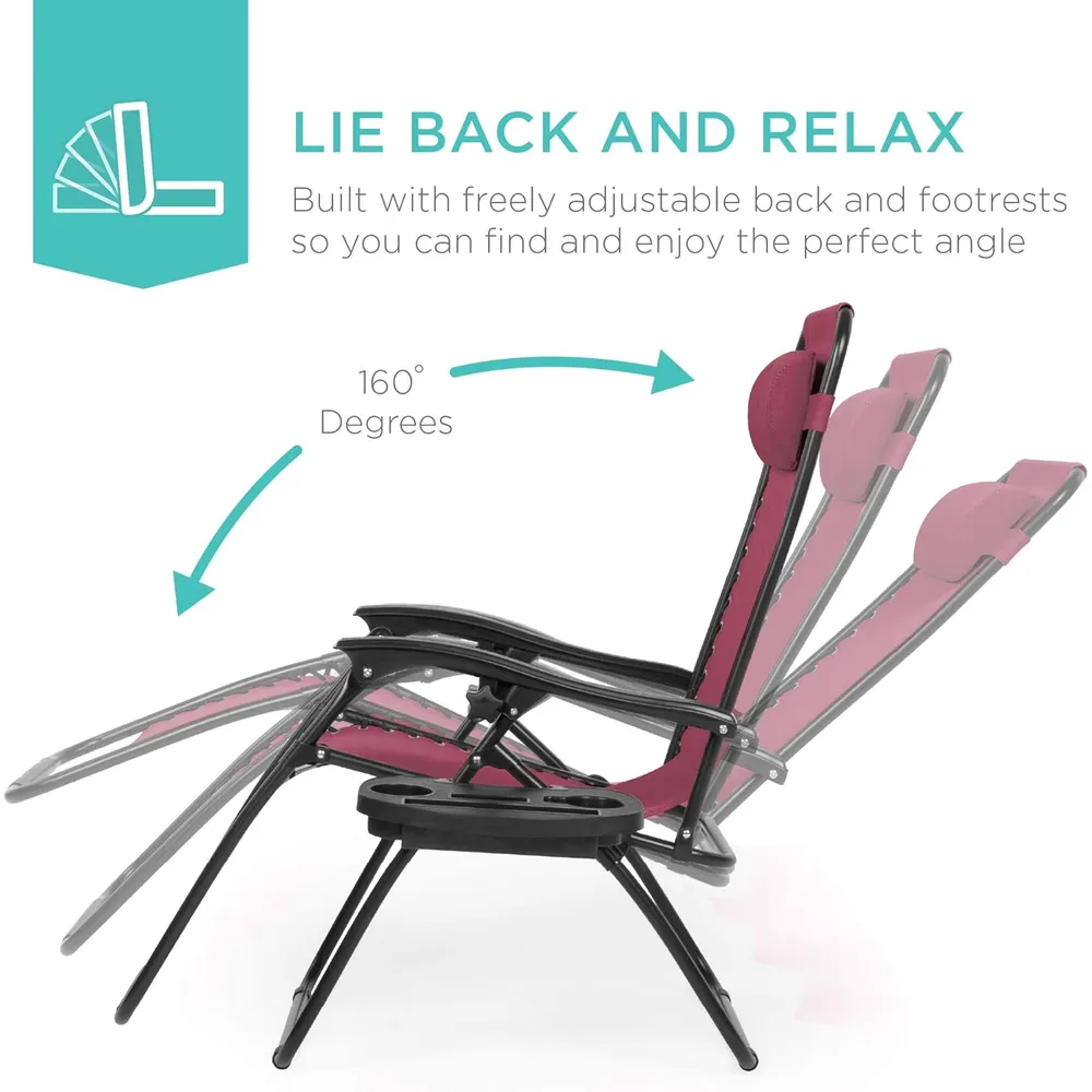 Juego de 2 sillones reclinables con portavasos Best Choice Products | Burgundy