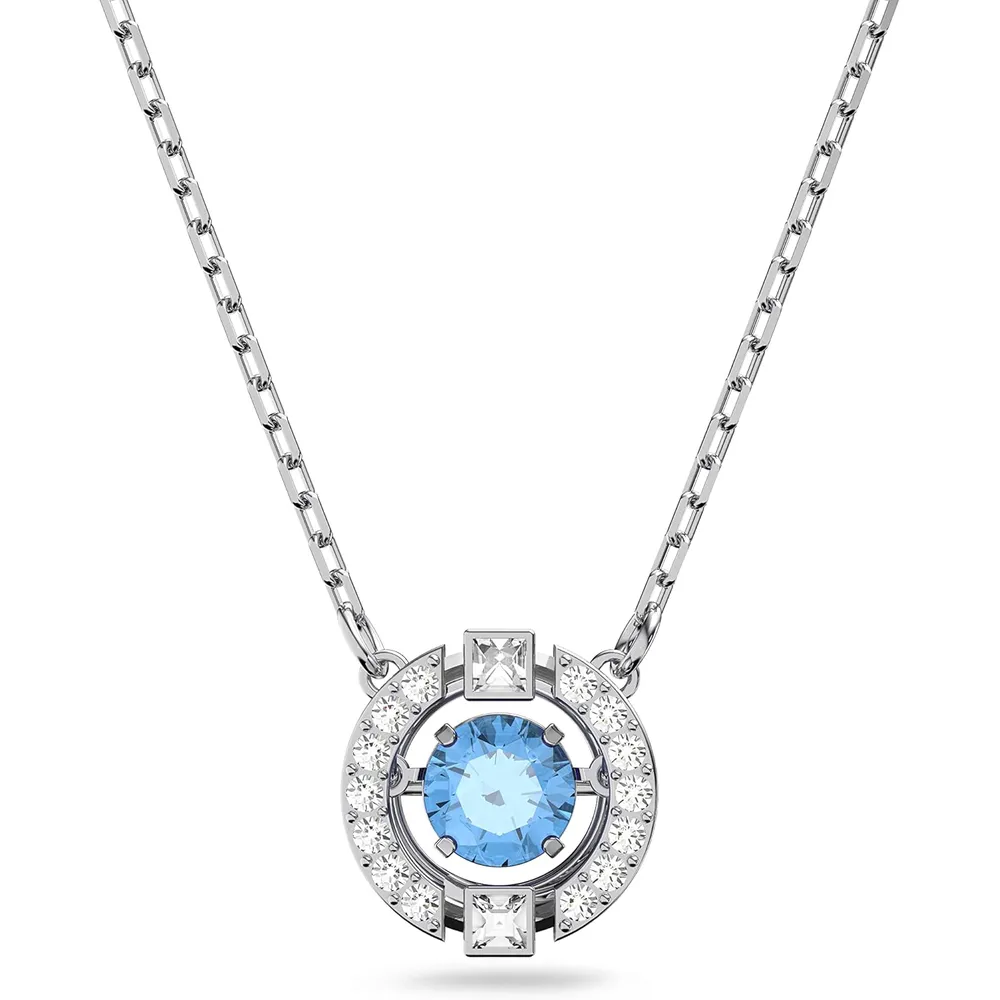 SWAROVSKI COLLAR PENDIENTE REDONDO UNA ACABADO RODIO PARA MUJER | AZUL/TRANSPARENTE