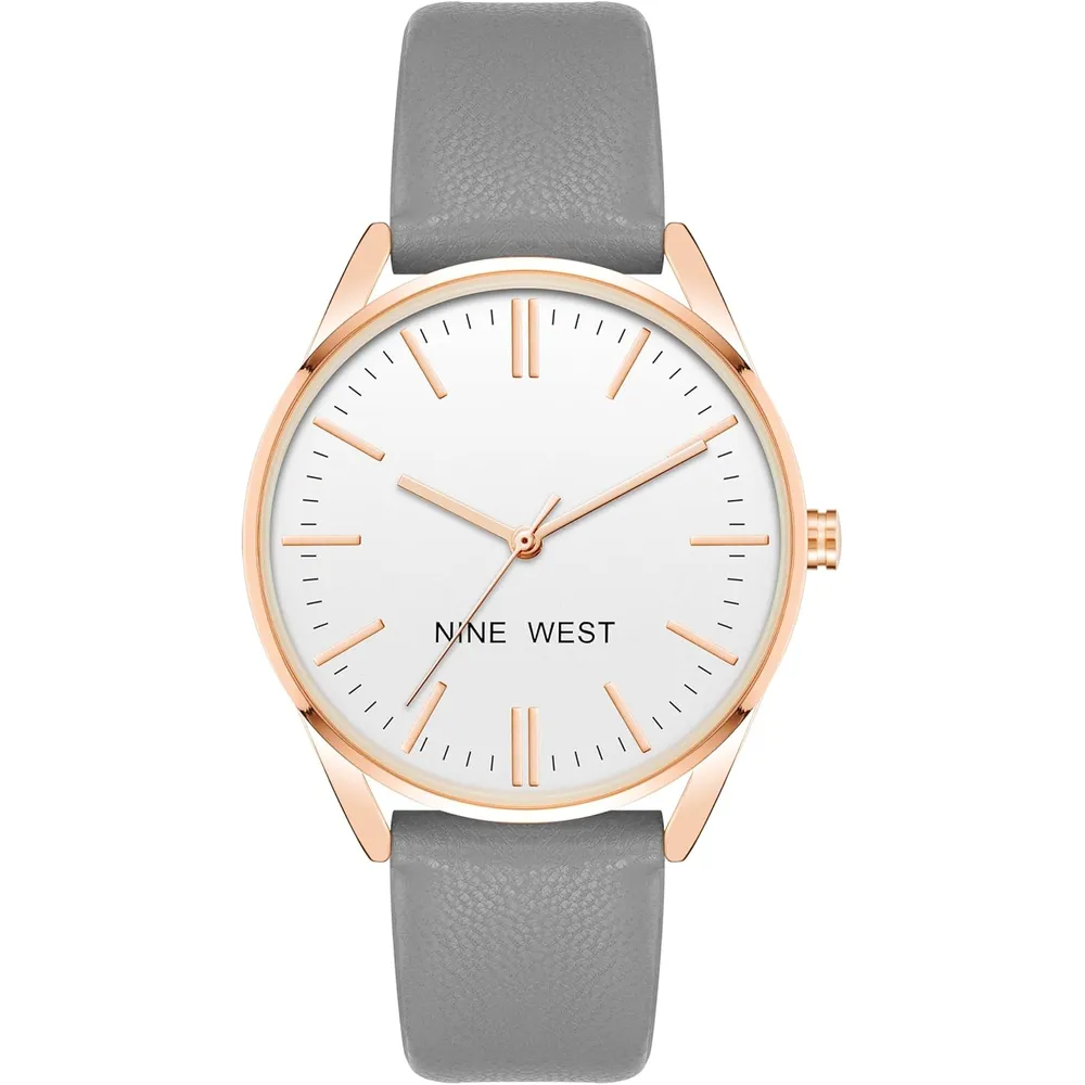 Nine West NW/1995SVBK reloj elegante con correa | 36 mm - Gris/Oro rosa