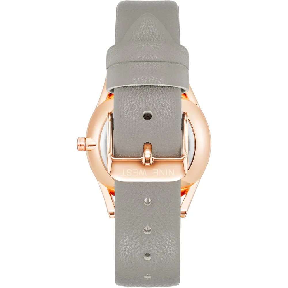 Nine West NW/1995SVBK reloj elegante con correa | 36 mm - Gris/Oro rosa