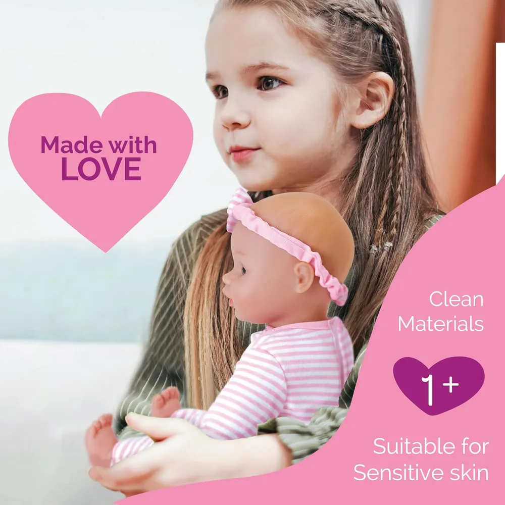 ADORA Sweet Baby muñeca bebé 11"/28 cm | Rayas rosas y blancas