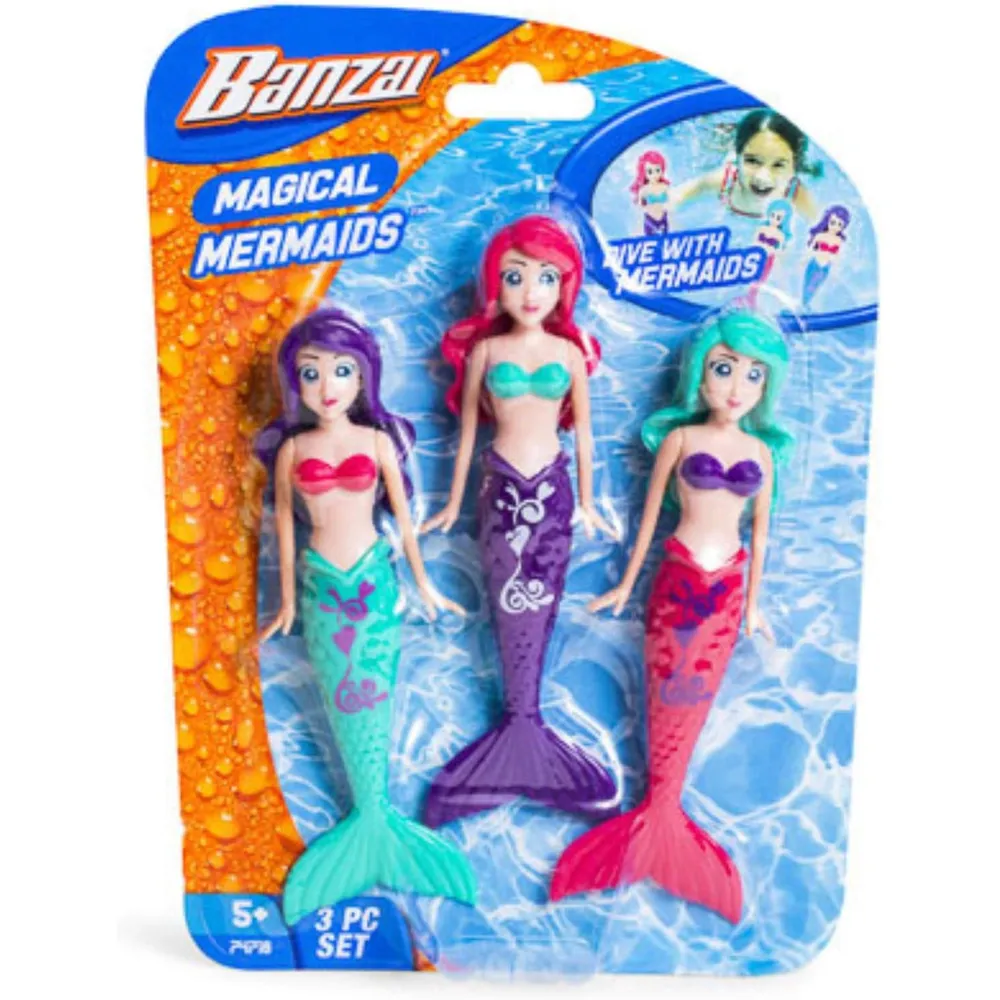 BANZAI pack de 3 muñecas sirena 11"/28 cm