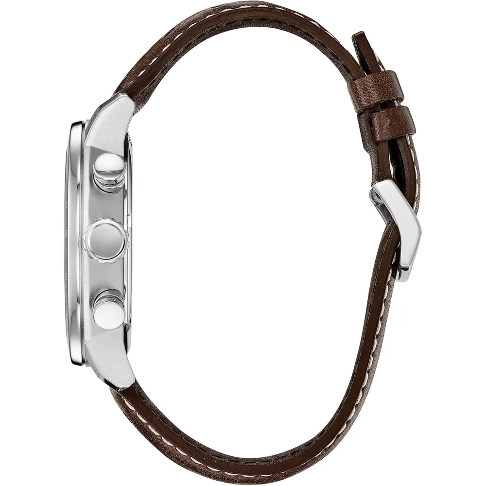 Citizen CA0850-59L reloj Brycen Eco-Drive cronógrafo para hombre en acero | 44 mm - Marrón/marfil