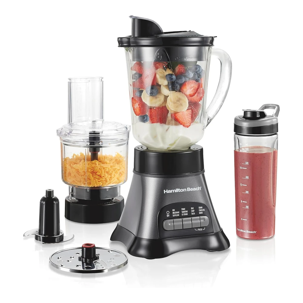 HAMILTON BEACH LICUADORA WAVE CON TRITURADORA – JAR GRANDE Y TRAVEL JAR – GRIS/NEGRO
