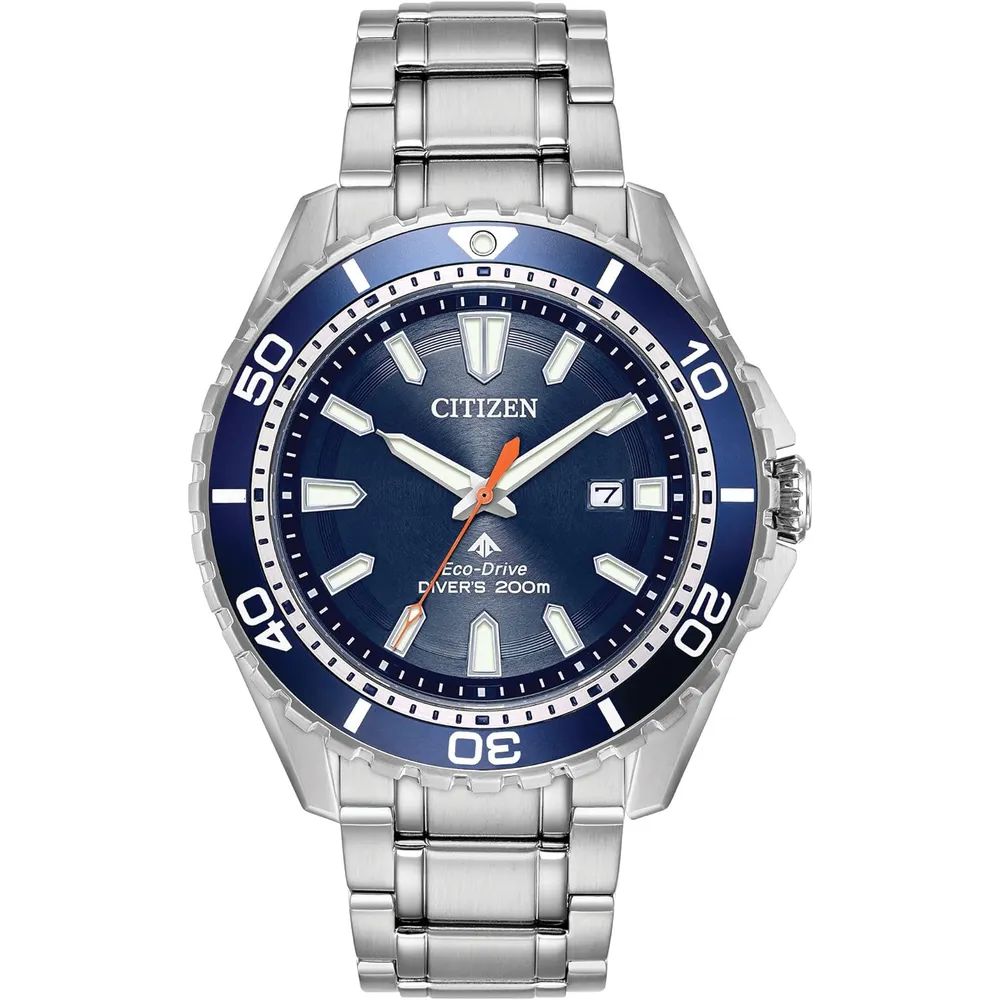 Citizen BN0200-56E reloj para hombre Eco-Drive Promaster Diver | 44 mm - Plateado/Azul