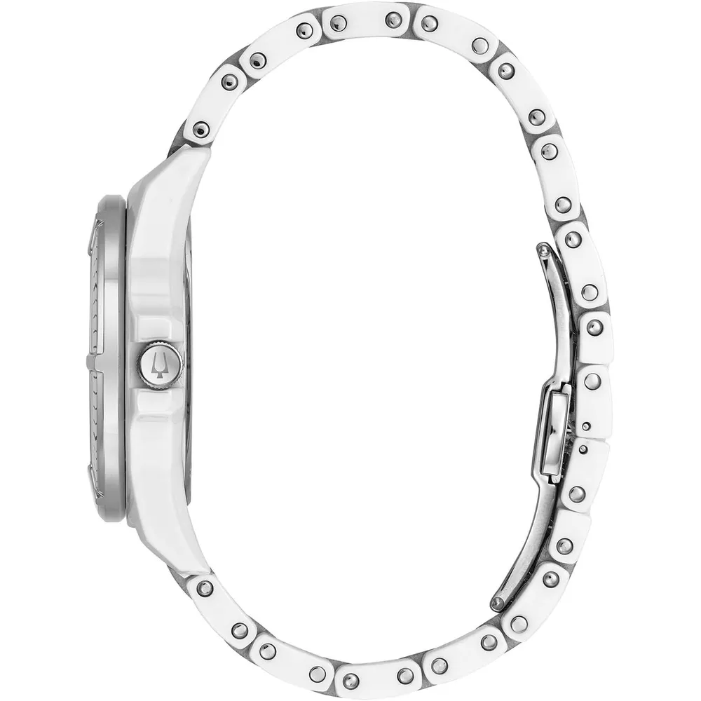 Bulova reloj Marine Star mujer serie L cuarzo 3 agujas fecha día y diamantes | Plateado
