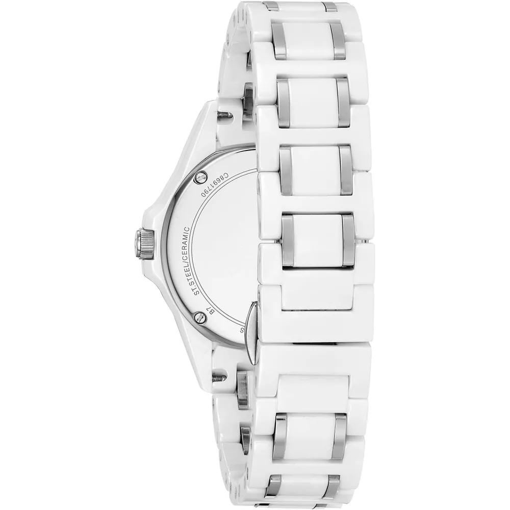 Bulova reloj Marine Star mujer serie L cuarzo 3 agujas fecha día y diamantes | Plateado