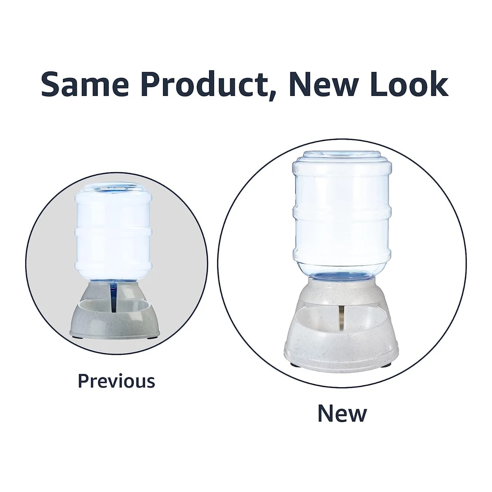 Amazon Basics Gravity - Bebedero para Mascotas para Gatos - Perros - Pequeño - Capacidad de 1 Galón - Color Gris