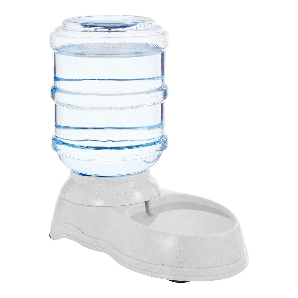 Amazon Basics Gravity - Bebedero para Mascotas para Gatos - Perros - Pequeño - Capacidad de 1 Galón - Color Gris