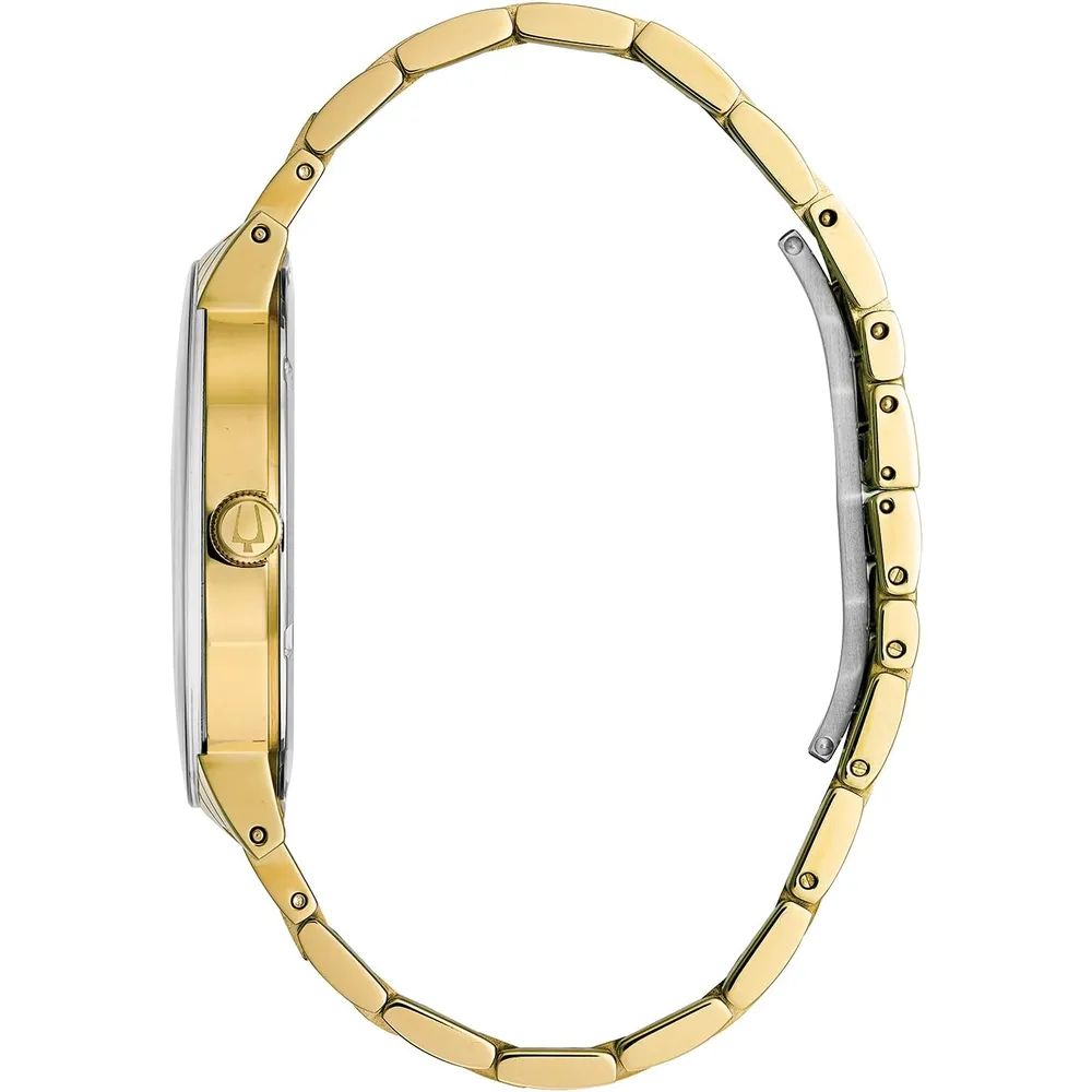 Bulova 98D144 reloj de cuarzo para hombre con diamante y cristal continuo | 42 mm - Dorado/Negro