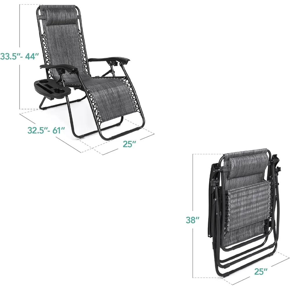 Juego de 2 sillones reclinables con portavasos Best Choice Products | Gris