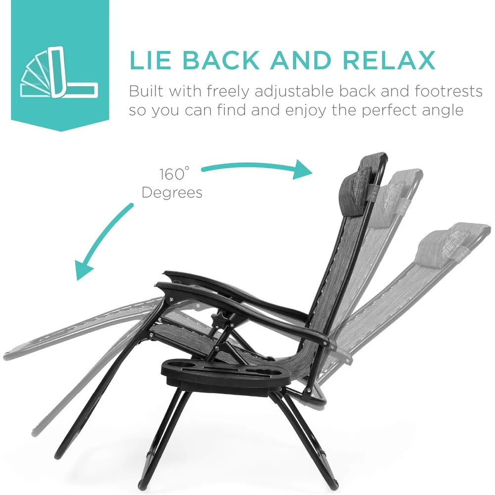 Juego de 2 sillones reclinables con portavasos Best Choice Products | Gris