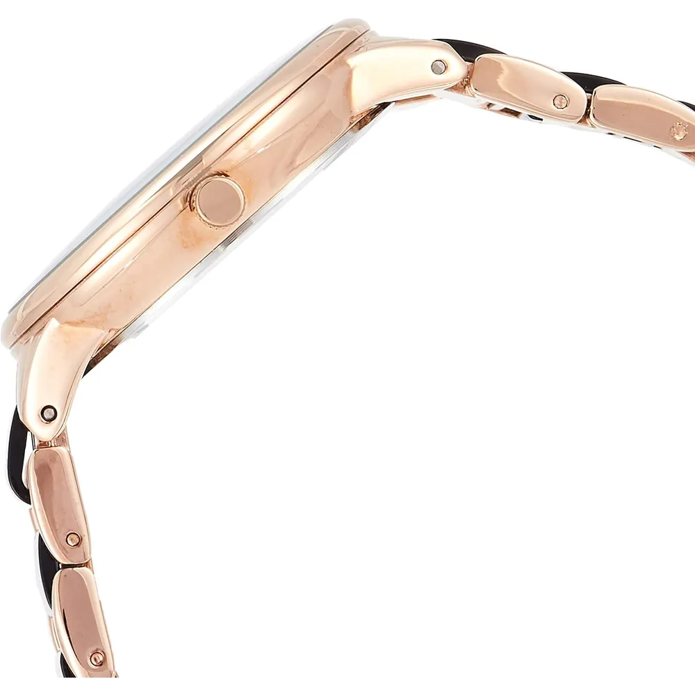Anne Klein AK/1413LBSV reloj para mujer con pulsera de resina | 37 mm - Negro/Oro rosa