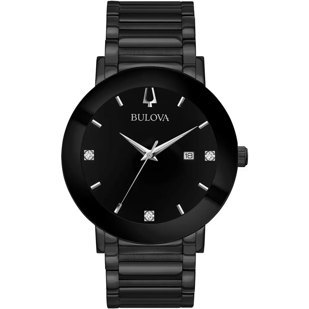 Bulova 98D144 reloj de cuarzo para hombre con diamante y cristal continuo | 42 mm - Negro