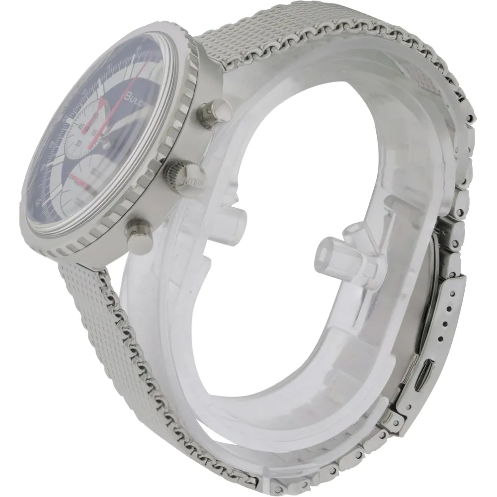 Bulova reloj Archive hombre cronógrafo 6 agujas acero inoxidable correa piel | Plata