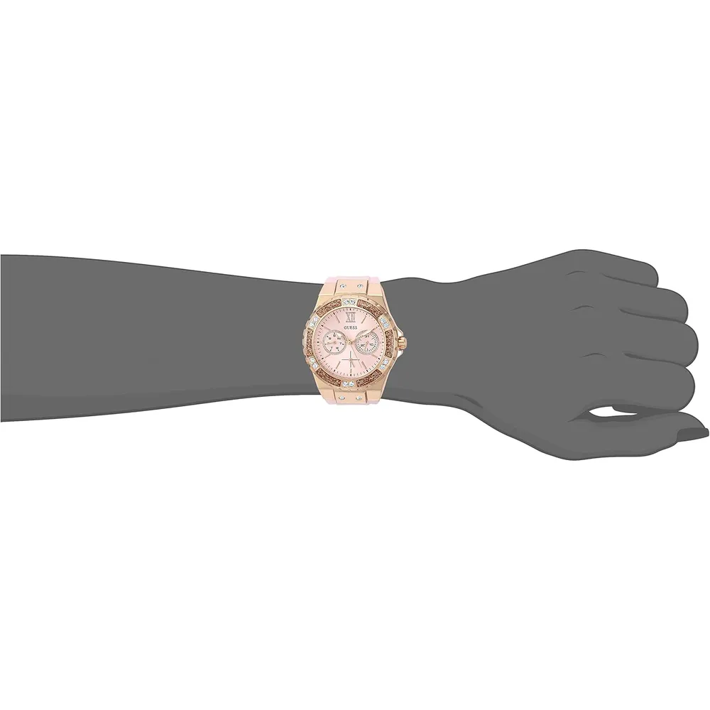 GUESS Reloj de silicona resistente a las manchas de acero inoxidable para mujer | Oro Rosa  - Rosado