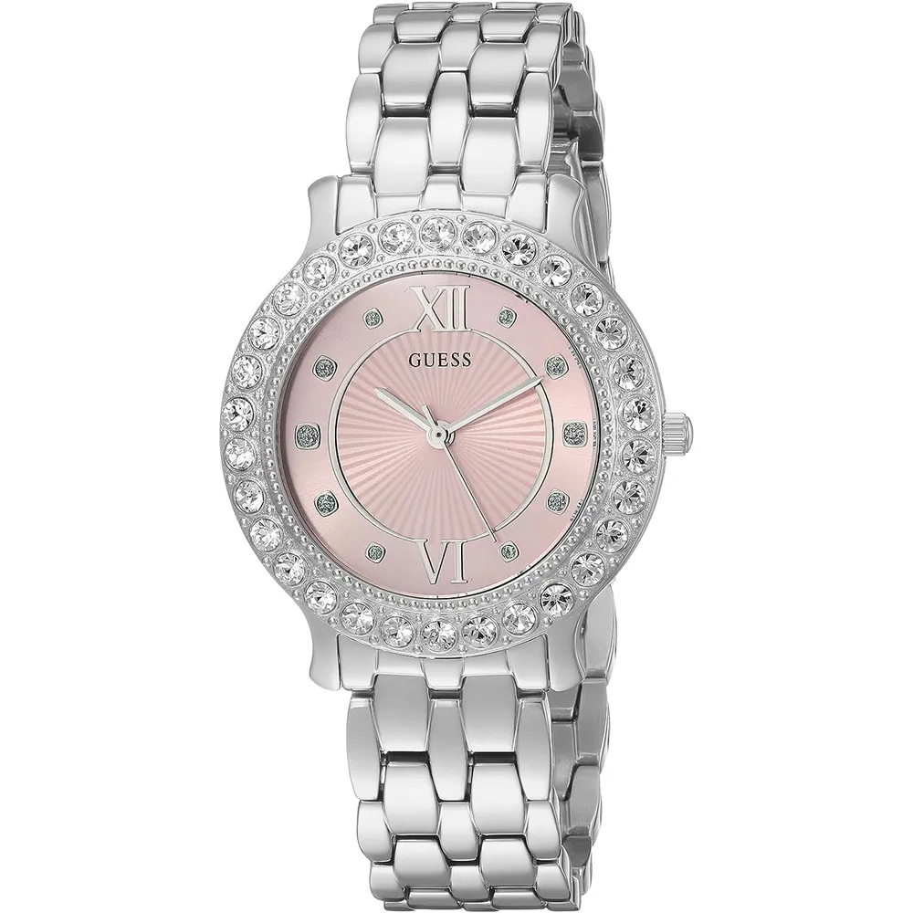GUESS Reloj de pulsera de acero inoxidable cristal rosa | Silver