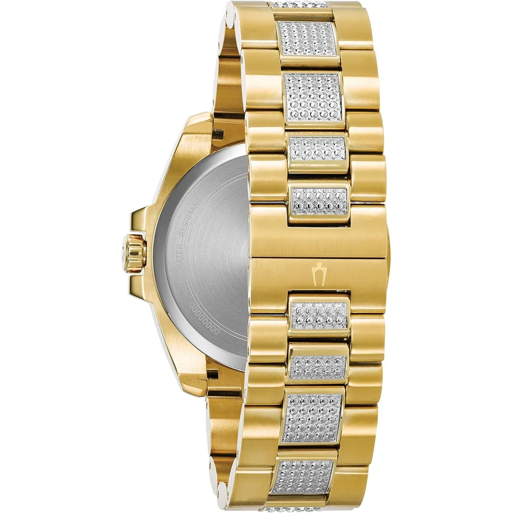 Bulova reloj hombre 98c128 con cristales cuarzo multifunción 6 agujas | Oro/Plata/azul