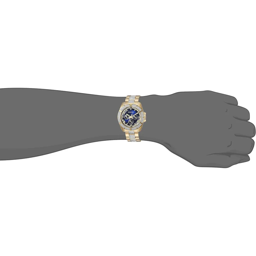 Bulova reloj hombre 98c128 con cristales cuarzo multifunción 6 agujas | Oro/Plata/azul