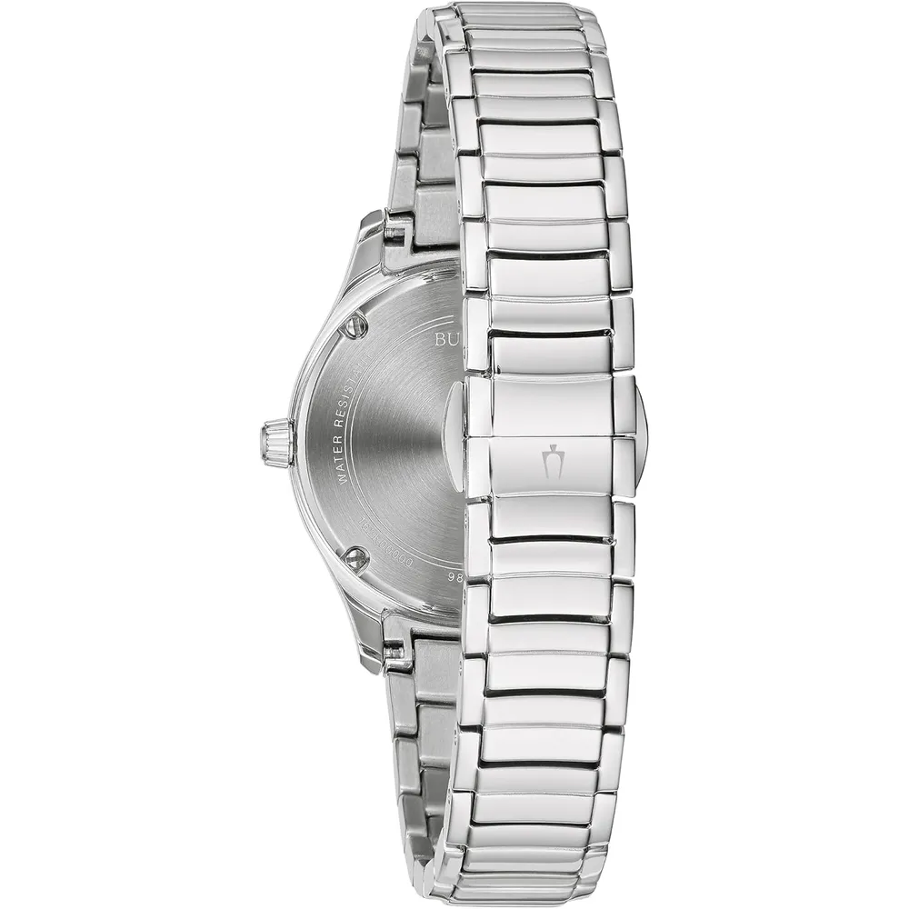 Bulova reloj clásico mujer con diamantes 3 agujas de cuarzo acero inoxidable | Plata