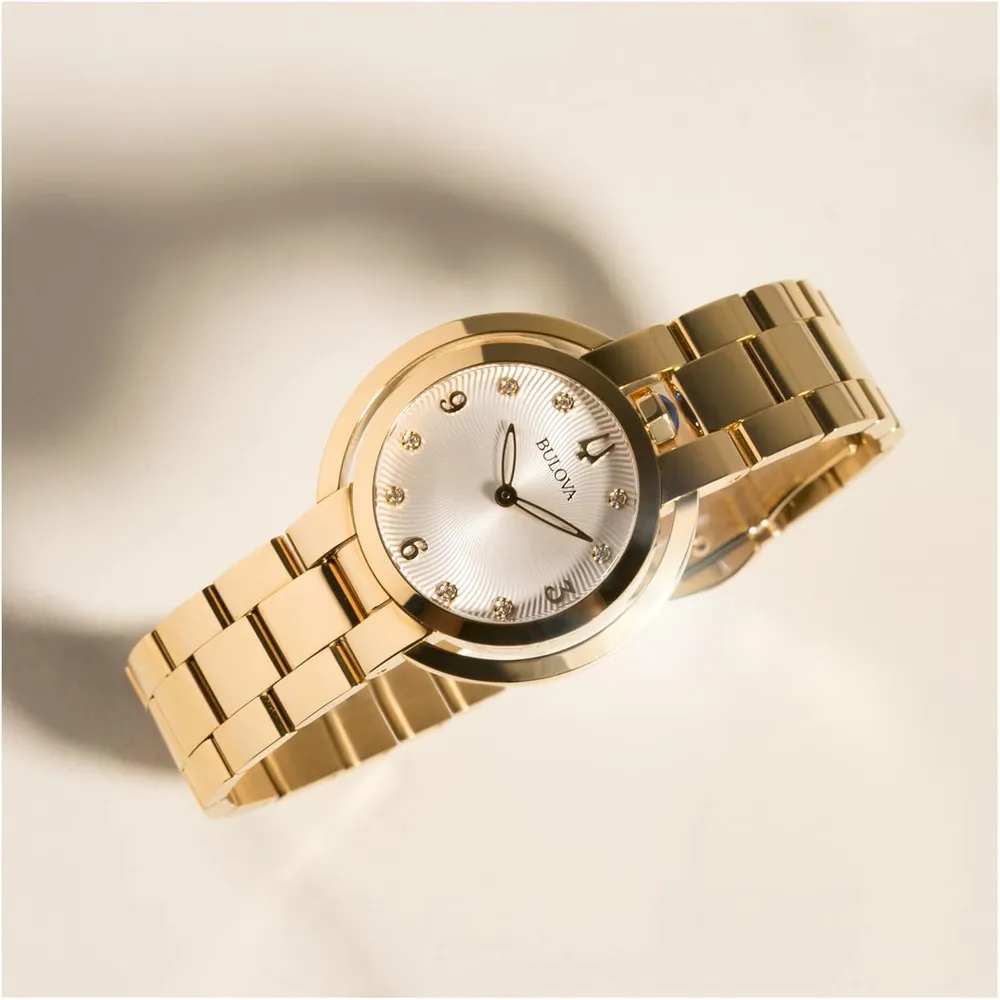 Bulova reloj Rubaiyat mujer acero inoxidable con esfera de diamantes | Dorado