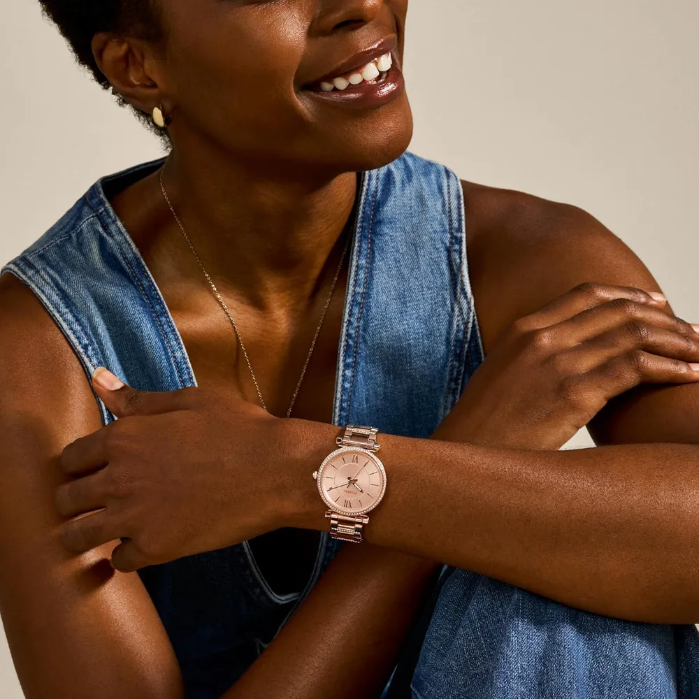 b075qbtbzs_4_webp.webp Fossil reloj de cuarzo Carlie para mujer, acero inoxidable | Oro rosa