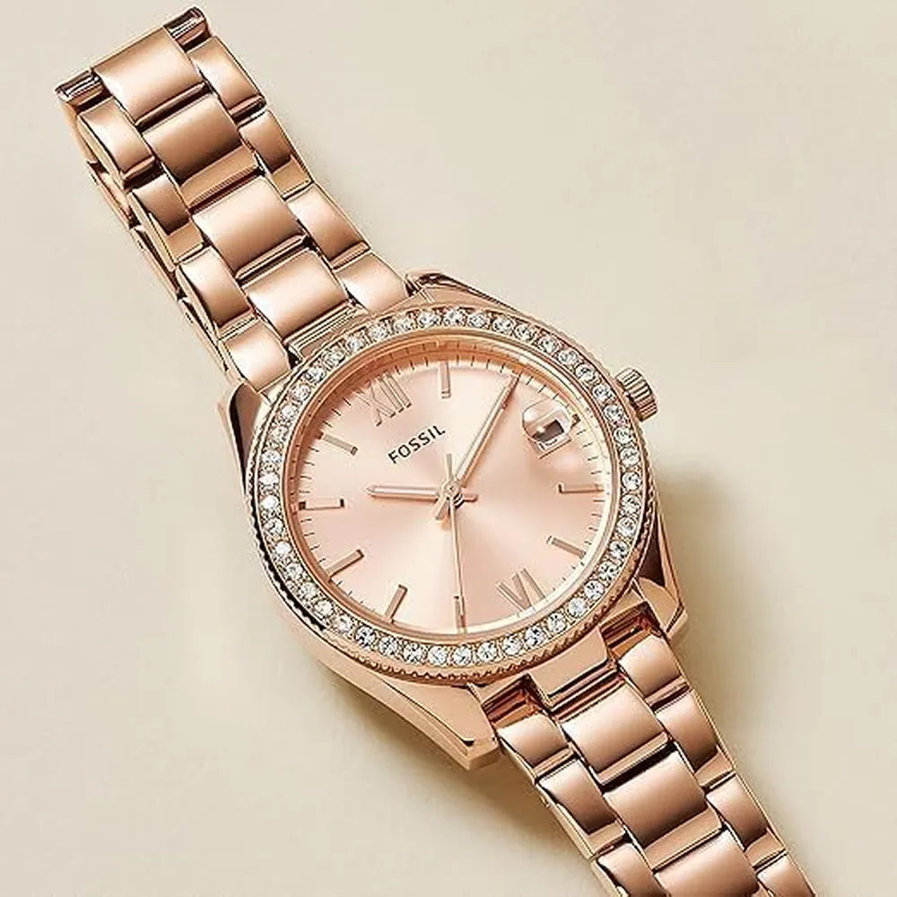 b075qdqfb5_2_webp.webp Fossil reloj de cuarzo Scarlette Mini para mujer, acero inoxidable | Oro rosa
