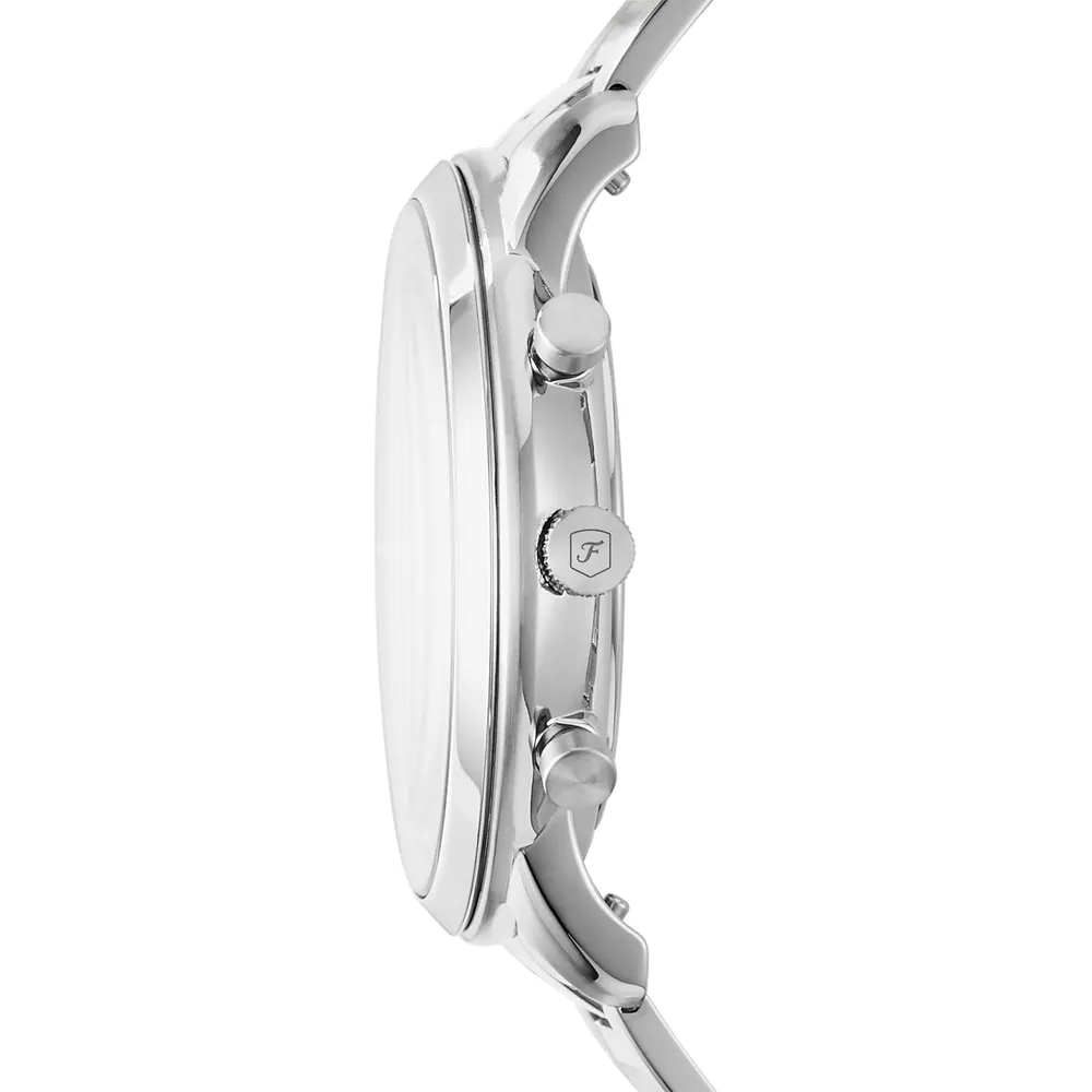 Fossil reloj cronógrafo Neutra de cuarzo para hombre, acero y cuero | Plata