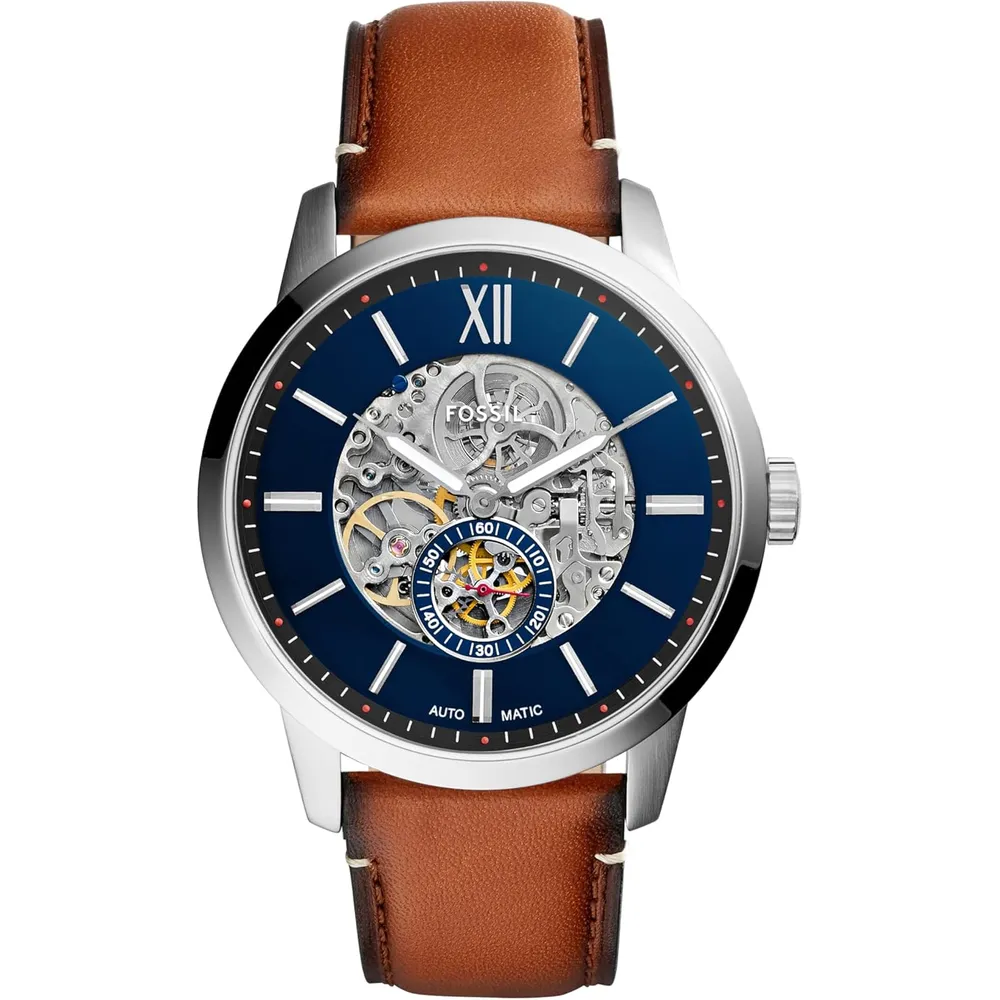 Fossil reloj automático Townsman para hombre, acero  | Marrón/ Azul
