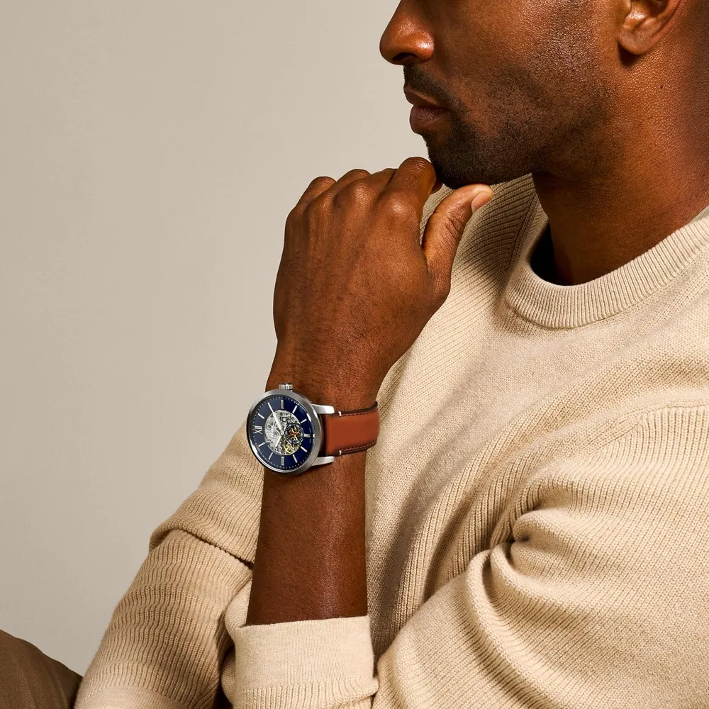 Fossil reloj automático Townsman para hombre, acero  | Marrón/ Azul