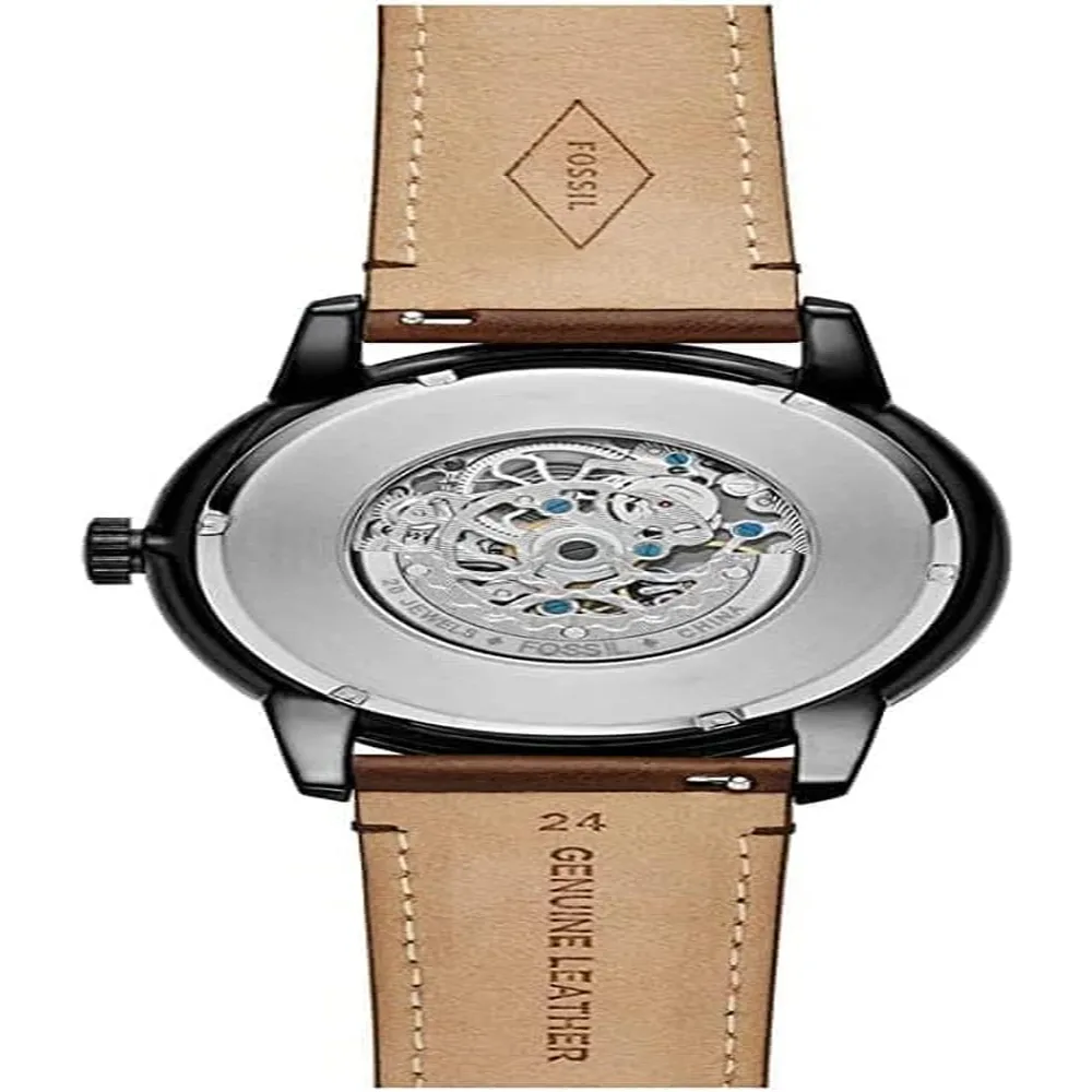 Fossil reloj automático Townsman para hombre, acero y cuero | Marrón/ Negro