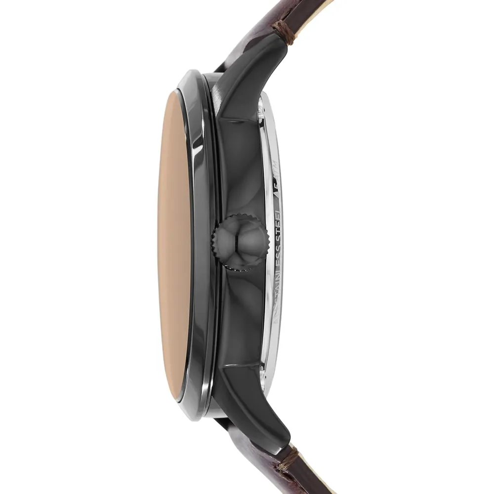 Fossil reloj automático Townsman para hombre, acero y cuero | Marrón/ Negro