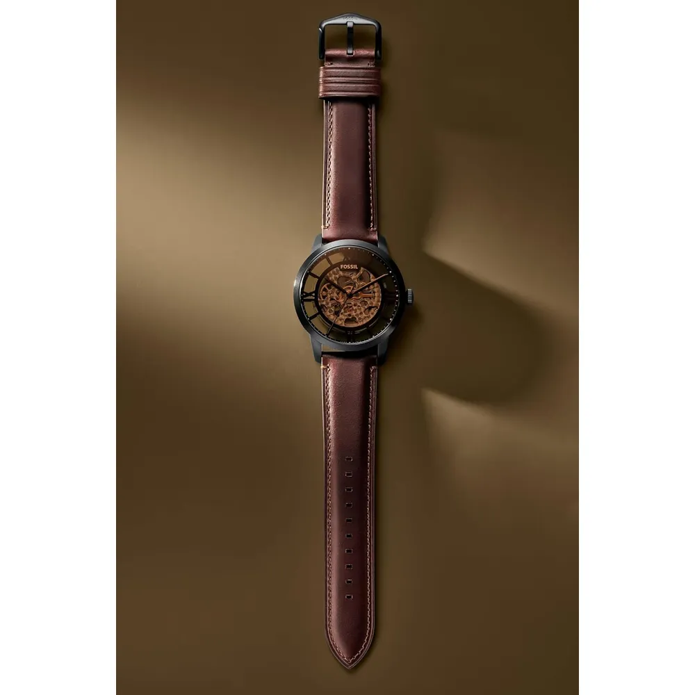 Fossil reloj automático Townsman para hombre, acero y cuero | Marrón/ Negro