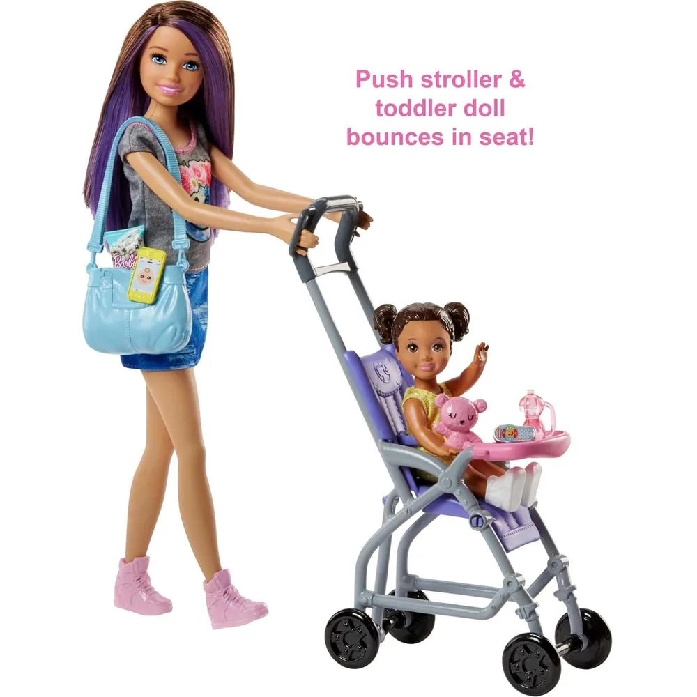 BARBIE SKIPPER SET CUIDADO BEBÉS CON MUÑECA Y ACCESORIOS