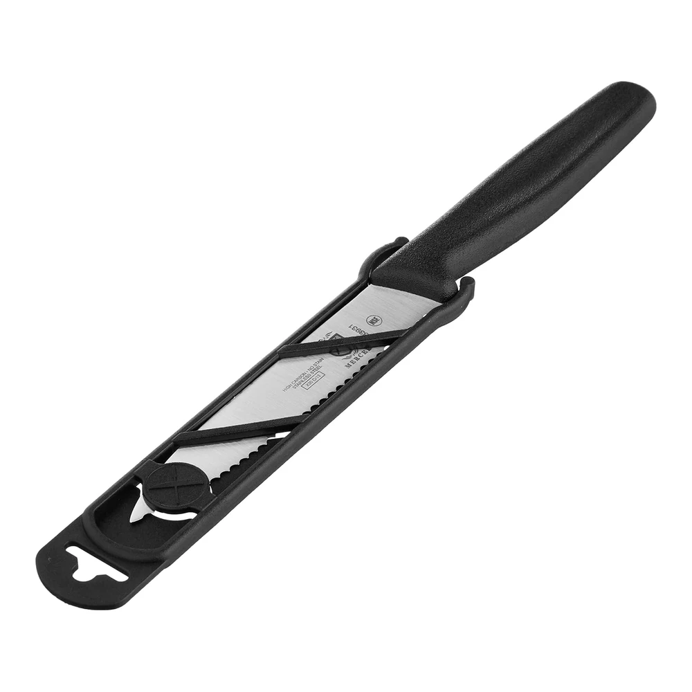 MERCER CULINARY MERCER M33931B - CUCHILLO DE BARRA ONDULADA DE PUNTA PUNTIAGUDA - 4 BORDES - COLOR NEGRO - TALLA ÚNICA - MULTICOLOR