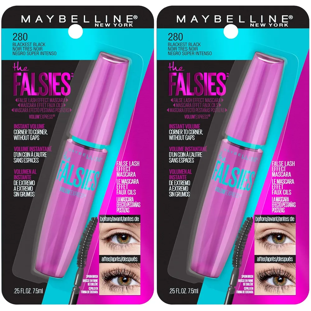PACK 2 MÁSCARA DE PESTAÑAS VOLUM’ EXPRESS FALSIES MAYBELLINE | BLACKEST BLACK