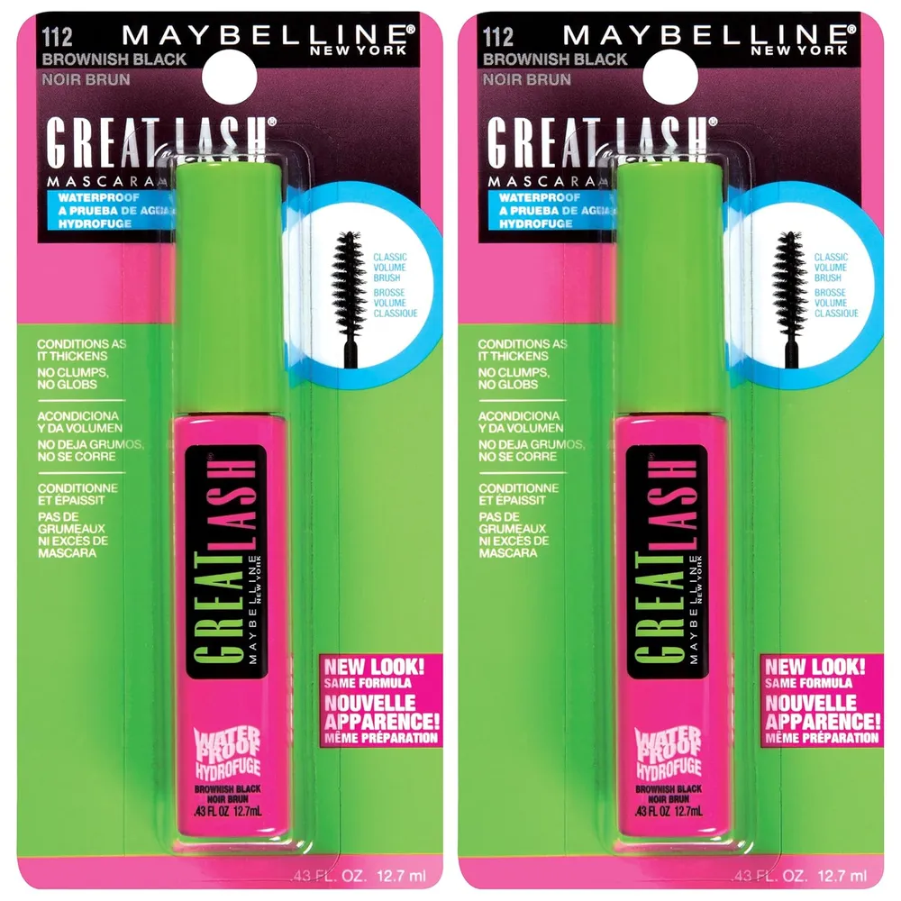 PACK 2 MÁSCARA DE PESTAÑAS GREAT LASH WATERPROOF MAYBELLINE | BROWNISH BLACK