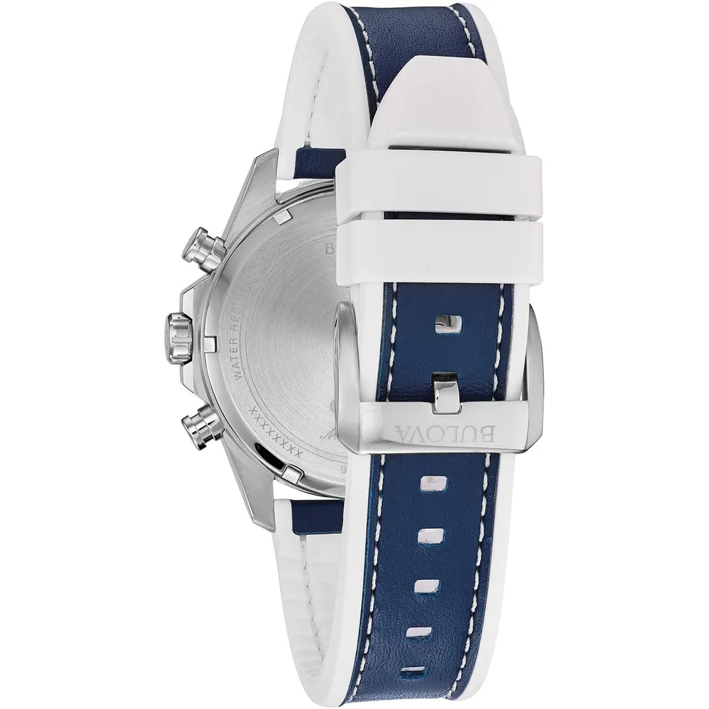 Bulova reloj Marine Star hombre cronógrafo 6 agujas acero inoxidable | Azul/plateado