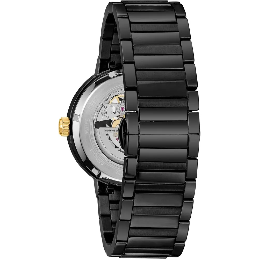 b078wxtn79_2_webp.webp Bulova reloj moderno hombre automático 3 agujas apertura cristal borde | Negro / Dorado