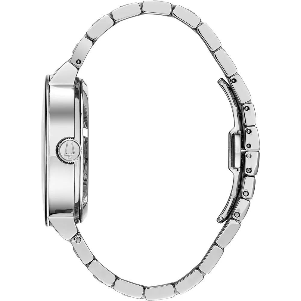 Bulova reloj moderno hombre automático 3 agujas apertura cristal borde | Plata