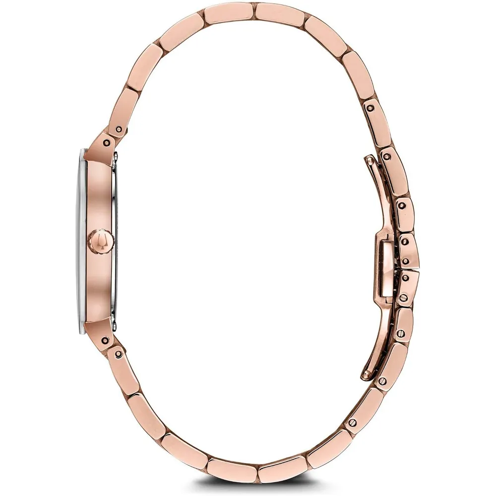 Bulova reloj Modern Millenia mujer cuarzo 3 agujas diamantes nácar cristal | Oro Rosa