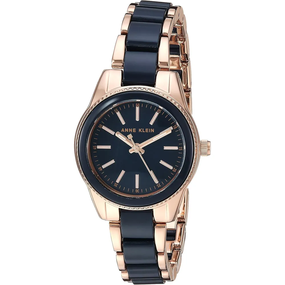 Anne klein AK/3212LPRG reloj de pulsera de resina | 30 mm - Oro rosa/azul marino