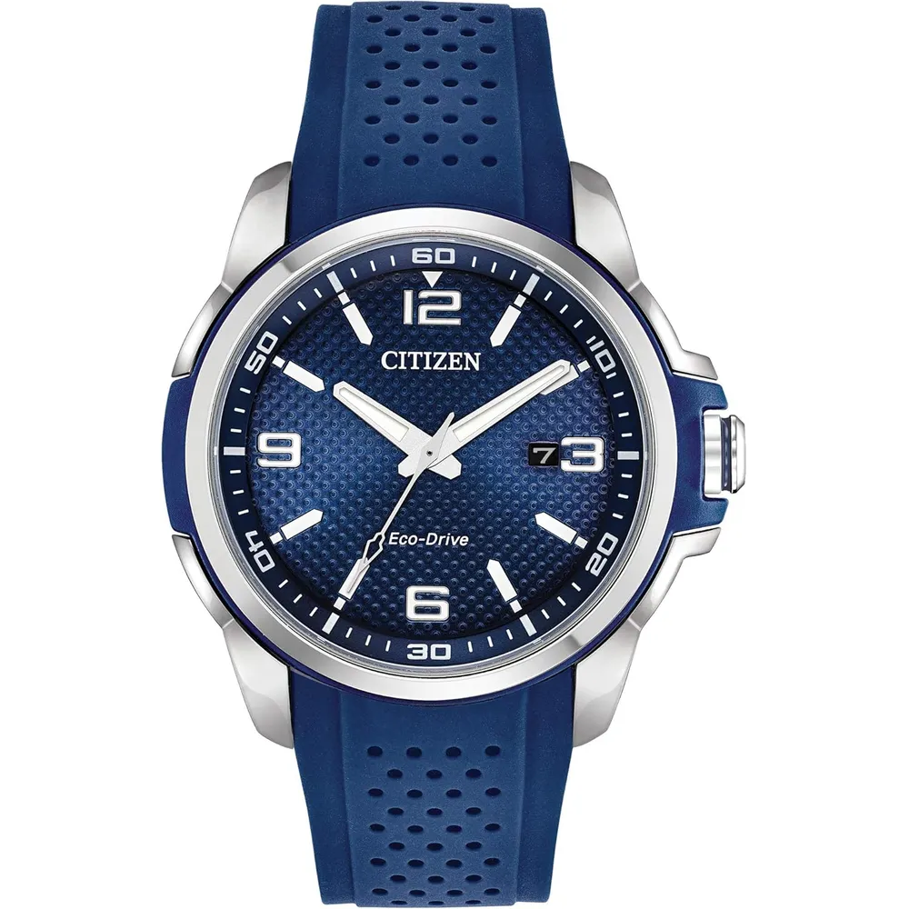 Citizen AW1158-05L reloj para hombre Eco-Drive con correa azul de poliuretano | Azul