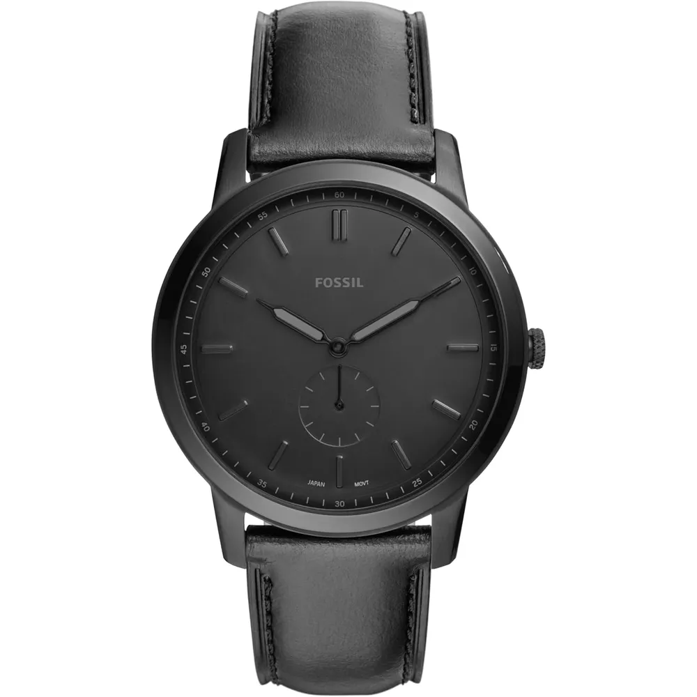 Fossil reloj minimalista de cuarzo para hombre con correa de cuero | 44 mm - Black Leather