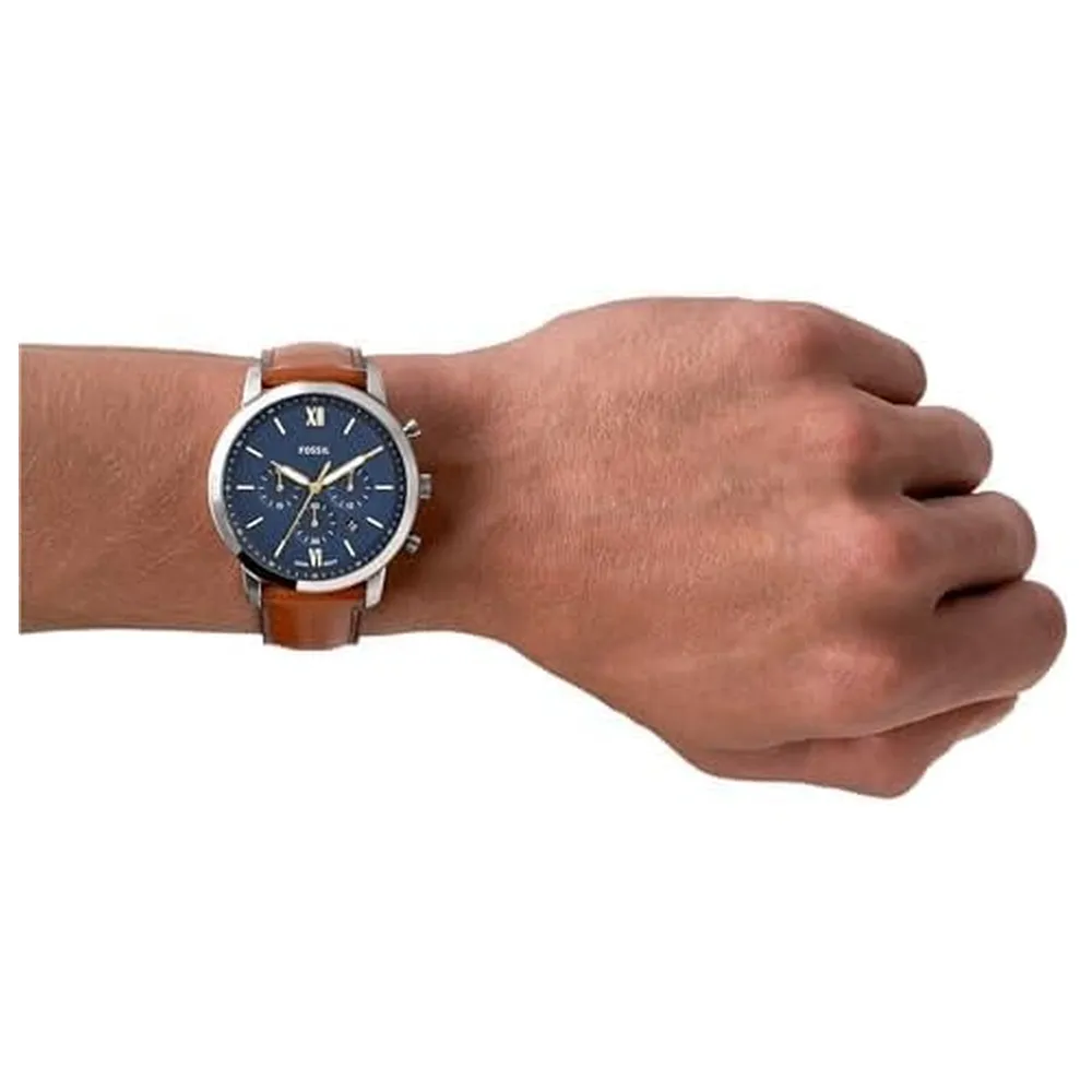 Fossil reloj cronógrafo Neutra Quartz de cuarzo para hombre | Marrón/ Azul