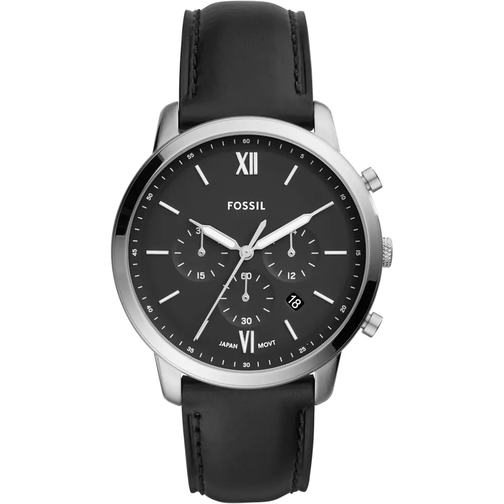 Fossil reloj cronógrafo Neutra de cuarzo para hombre | Negro/ Plateado